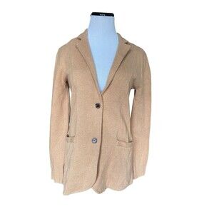 J. Crew Factory Womens Knit Sweater Blazer Size S Camel Preppy Career Schoolboy